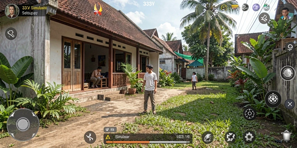 Tampilan gameplay mendalam dari 333V dalam simulasi kehidupan sehari-hari.