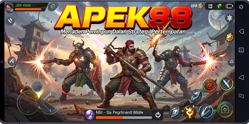 Screenshot utama APEK88 menampilkan aksi pertempuran strategis yang intens.