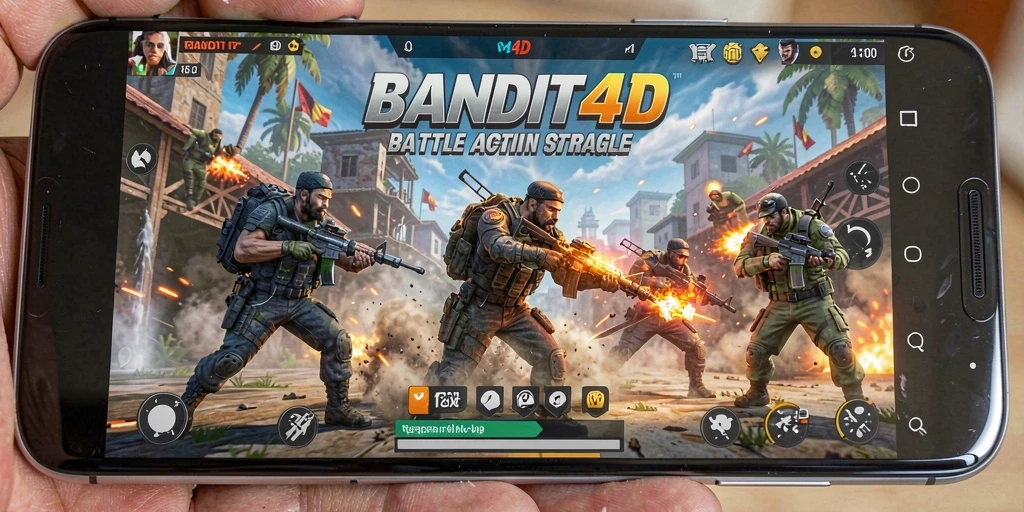 Screenshot gameplay BANDIT4D menampilkan aksi Battle Royale yang mendebarkan.