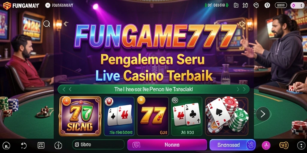 Screenshot FUNGAME777 menampilkan dealer live dan suasana permainan yang mendebarkan.
