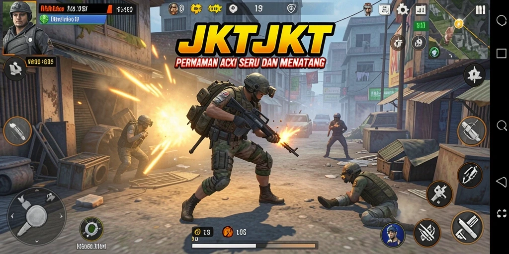 Tangkapan layar menunjukkan gameplay cepat dan mendebarkan dari JKTJKT.