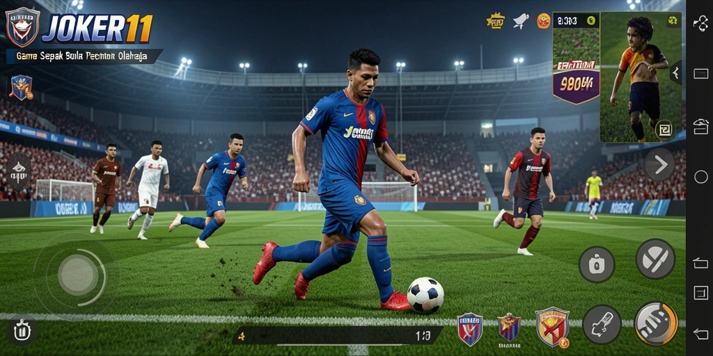 Tangkapan layar utama JOKER11 menampilkan aksi sepak bola yang mendebarkan.