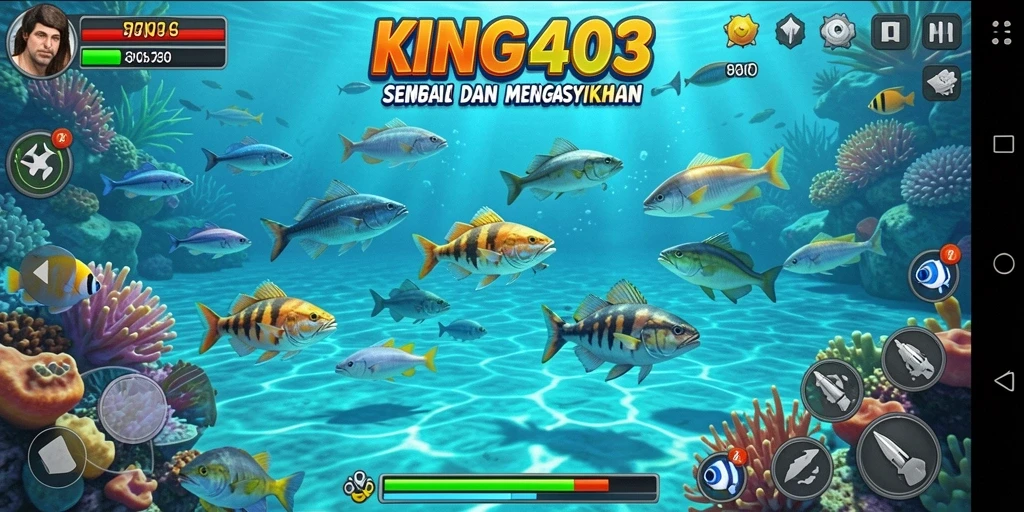 Tampilan cerah dari gameplay Tembak Ikan yang menarik.