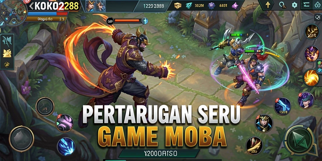 Menampilkan aksi seru yang mendebarkan dalam permainan MOBA KOKO288.