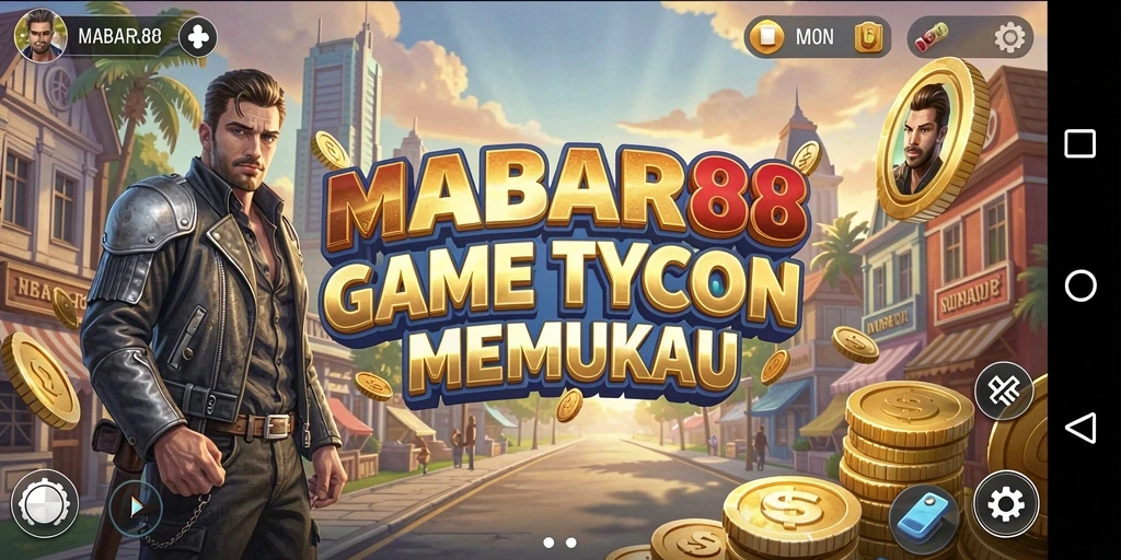 Tampilan gameplay MABAR88 dengan suasana bisnis yang dinamis.