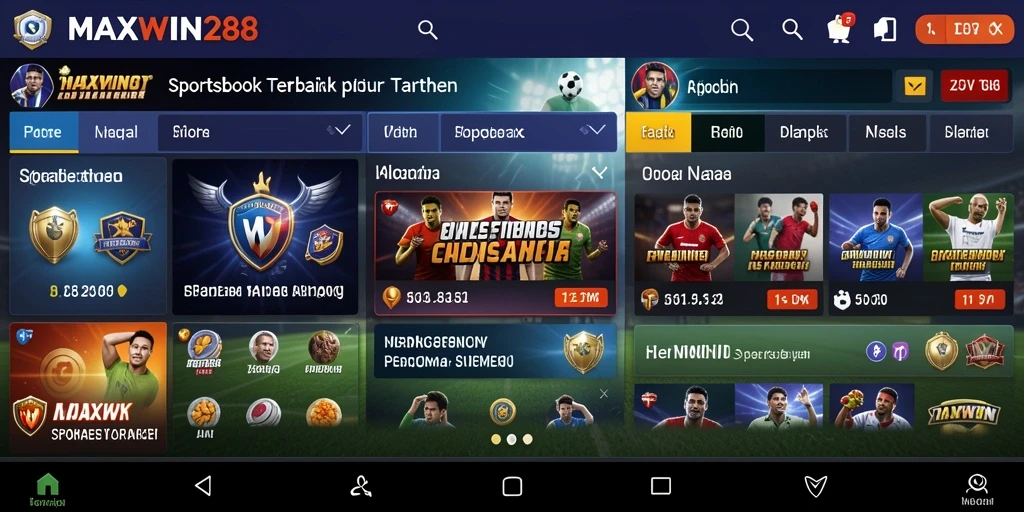 Tampilan antarmuka aplikasi MAXWIN288 yang menarik dan interaktif.