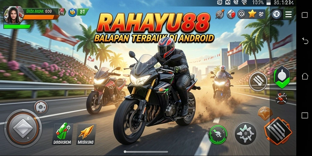 Tampilan mendebarkan dari balapan motor dalam RAHAYU88.