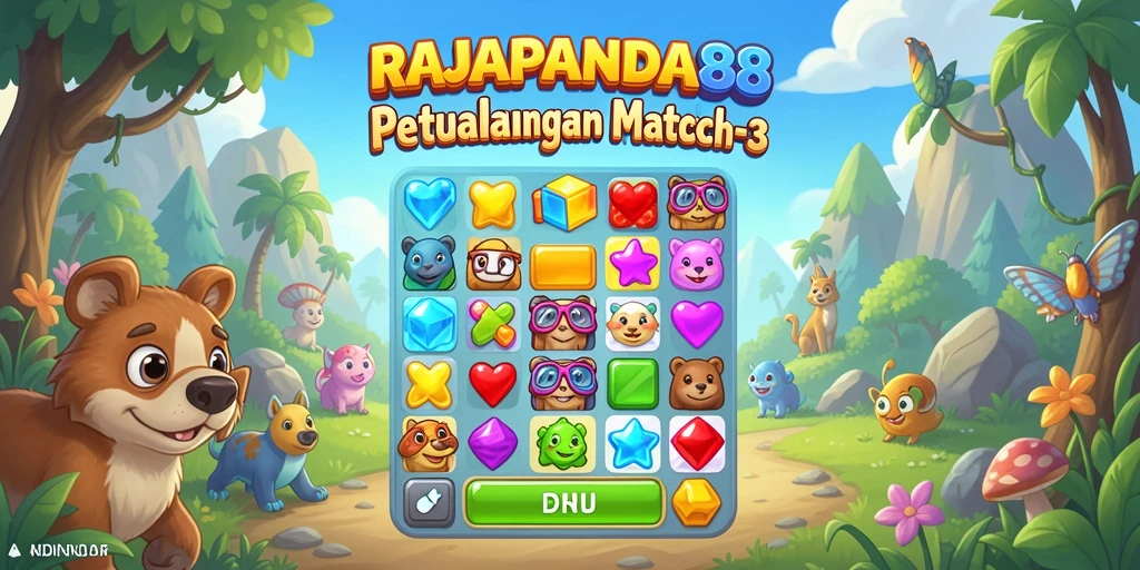 Tangkapan layar RAJAPANDA88 menampilkan gameplay Match-3 yang seru.