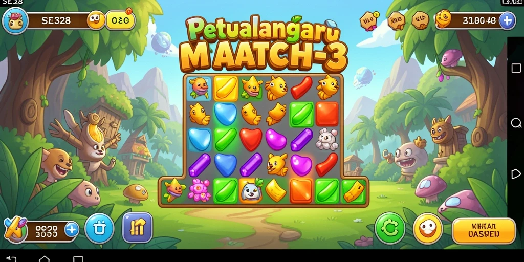 Screenshot utama SE328 menampilkan aksi gameplay seru dalam Match-3.