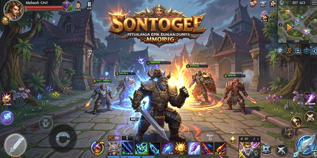 Tangkapan layar gameplay SONTOGEL menunjukkan aksi pertarungan seru di dunia fantasi.