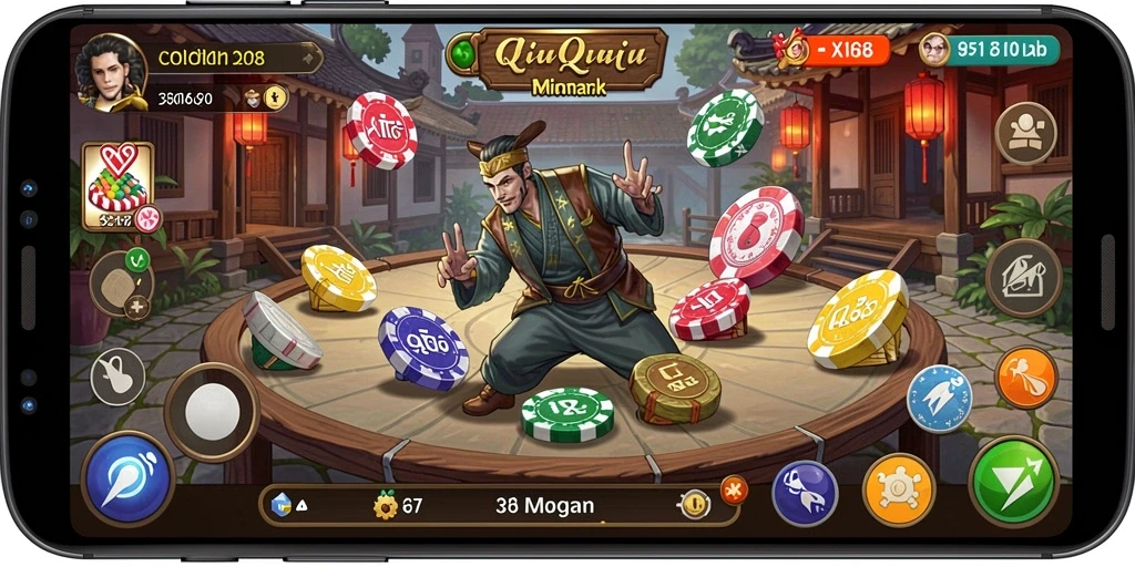 Tampilan menarik dari gameplay QiuQiu di X168.