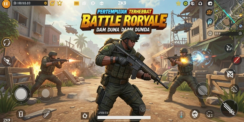 Tangkapan layar utama ZK9 dengan aksi pertempuran epik.