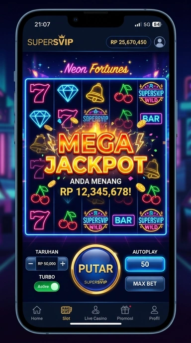 Screenshot tampilan utama aplikasi supersvip yang menarik.